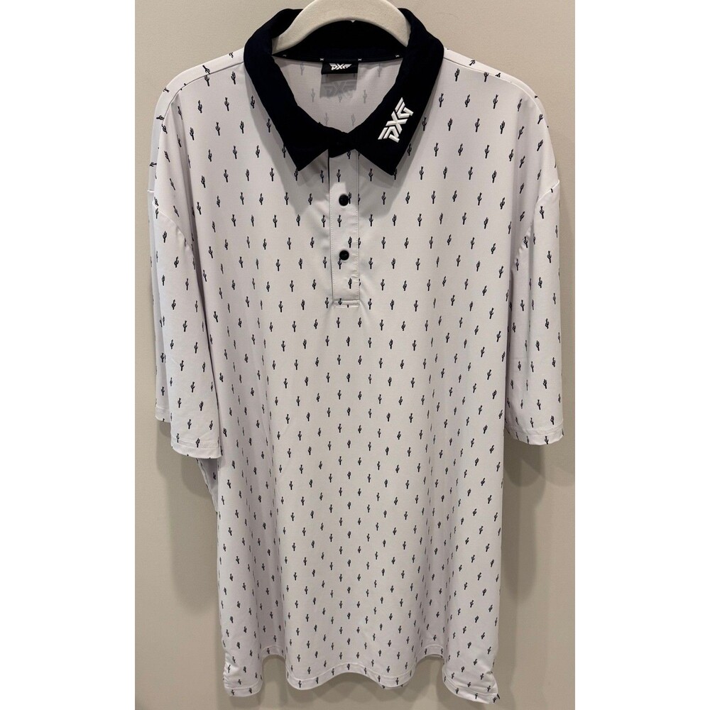 PXG Golf Shirt - Men's Size XL - White - Cactus Print - Parsons Xtreme Golf